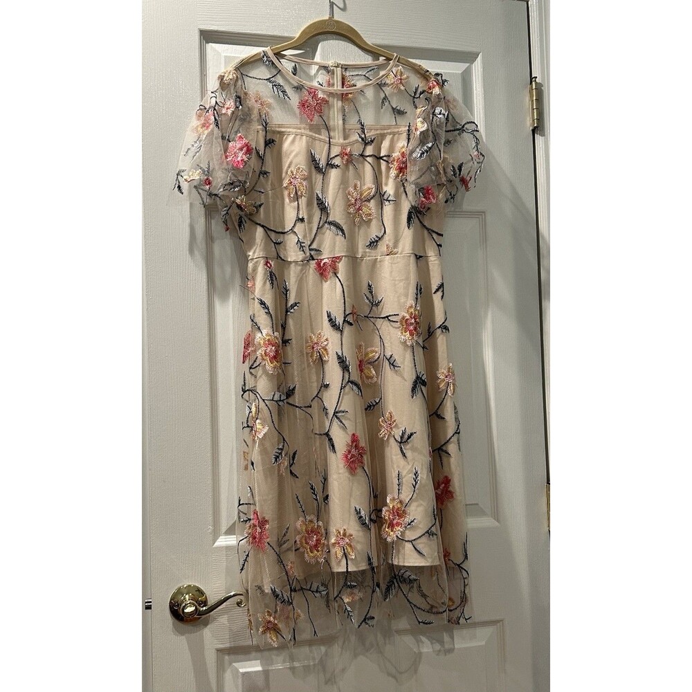 Ibtom Castle New With Tags Sheer Embroidered Overlay Dress Size L